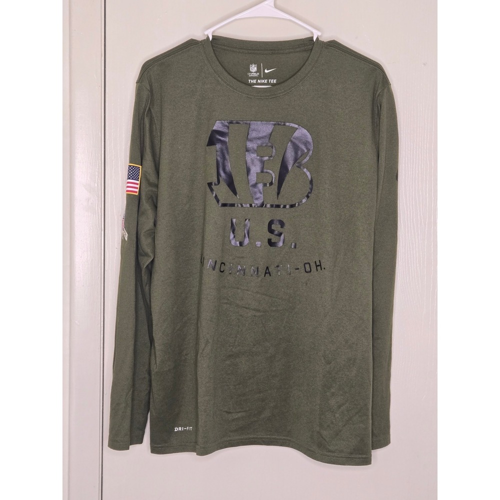 Nike Cincinnati Bengals Salute to Service Long Sleeve Shirt Mens LG Olive Green